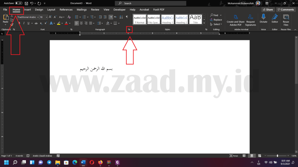 Arabic Footnotes Right to Left (RTL)